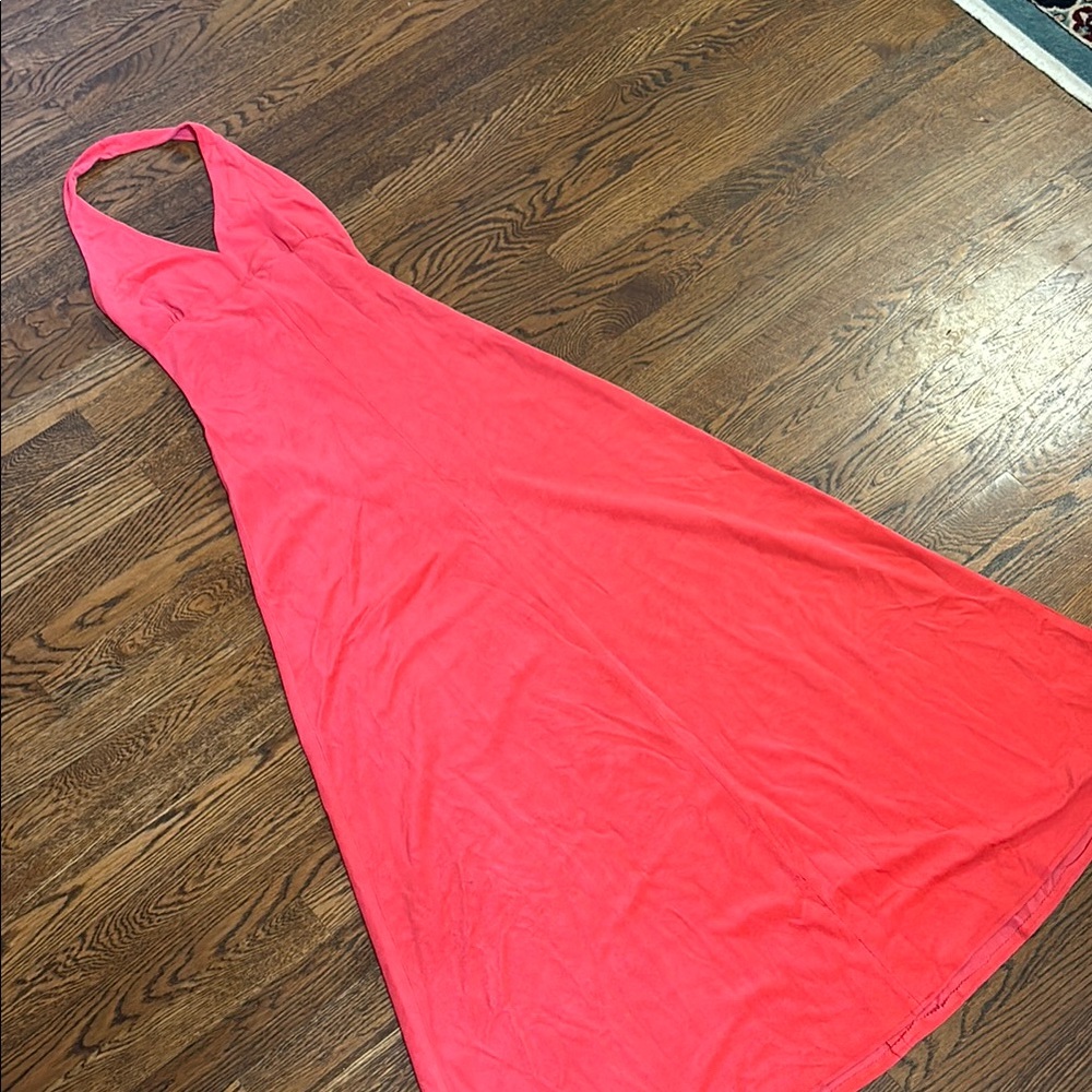 Elegant Coral Halter Dress xs vintage hand made